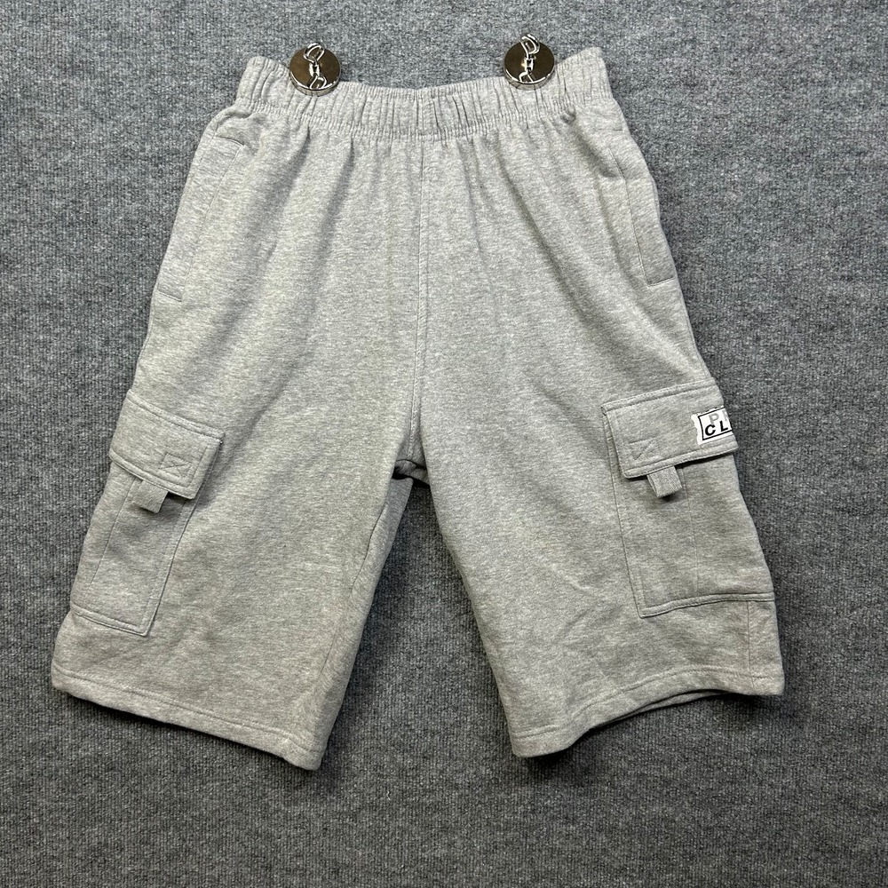 Pro Club Cargo Sweat Shorts Men's Gray Pockets Drawstring Streetwear - Medium